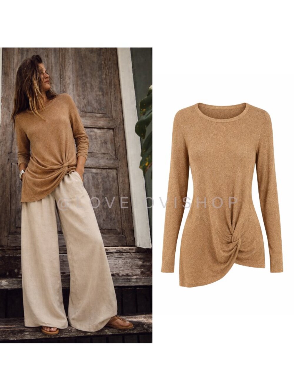 Sweater | Metallic Knit Ruched Twist Asymmetrical Top Gold XL | Chico’s Polished